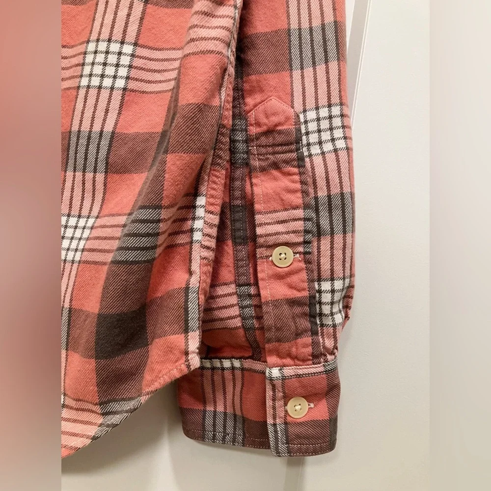 J Crew Tailored Fit Plaid Flannel Shirt - Men’s Large | Pink/Coral